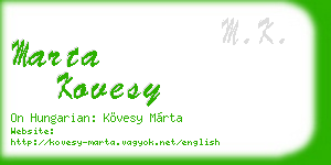 marta kovesy business card